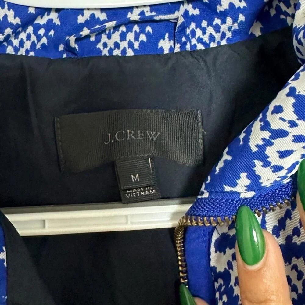J. Crew Womens Nordic Blue & White Puffer Vest W/ Front Pockets Size M